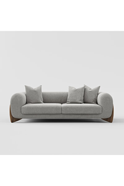 homejoyz Light Gray Sofa – Chenille Fabric – Swedish Wood Frame – 235x88x45 cm