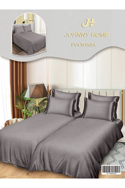 FIONNA.RO Lenjerie Din Bumbac Satinat 7 Piese Cu 2 Cearceafuri Pilota - Gri A...