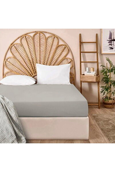 Evidea Soft Combed Cotton Double Elastic Sheet - Gray - 160X200 cm