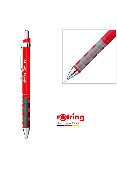 Rotring 0.5mm Mechanical Pencil with Ergonomic Design for Writing and Drawing, with Vibrant Red Finish