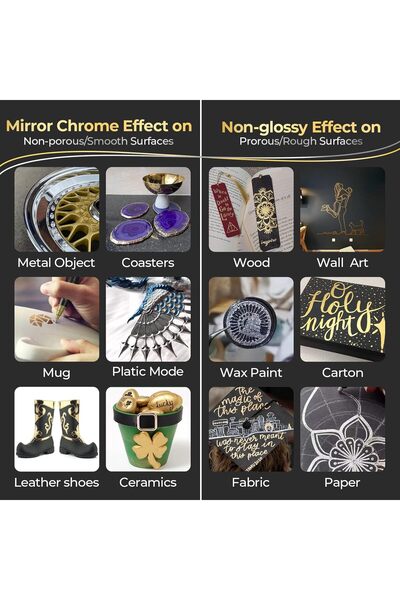 Generic Metallic Liquid Gold Paint Pens - Pack of 2 (Dual-Ended Chrome Markers)