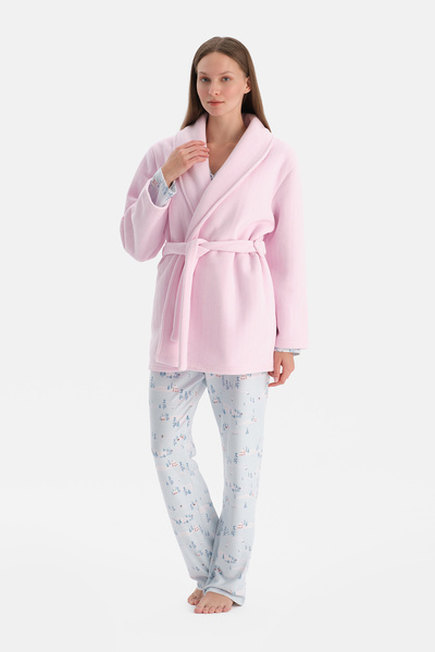 Dagi Light Pink Knitwear Look Dressing Gown