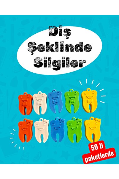 Dentaksesuar DİŞ ŞEKLİNDE SİLGİ - 50 Lİ