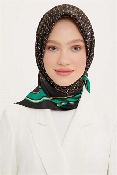 Armine Eșarfă de mătase Nostalgia - 8724-37 Twill negru verde