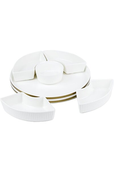 Generic Shalu New Bone China Porcelain 5-Compartment Serving Dish, 26 cm, White