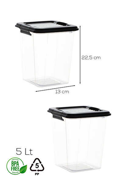 Porsima 4379 2-Piece Mega Size Airtight Detergent Storage Container Food Storage Container Set Gray 5 Lt