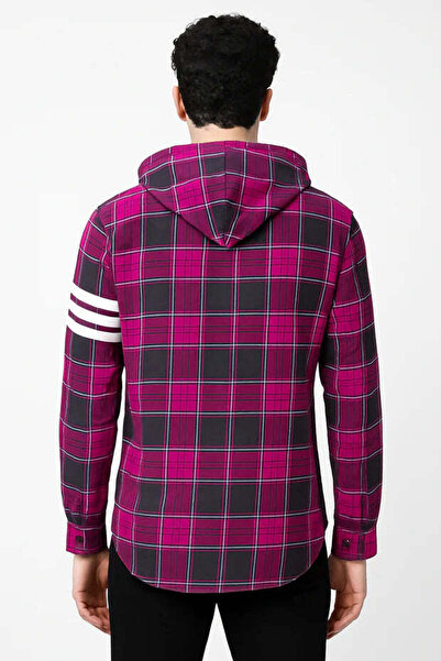 STITCH by MH Men's Plaid 3 Line Cotton Hoodie Shirt