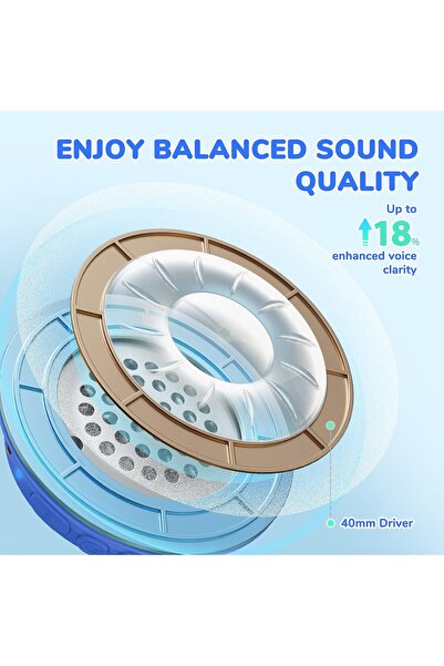 iClever Kids Wireless Headphones BTH22, 60H, 74/85dBA Safe Volume, Bluetooth 5.4, USB-C, Over-Ear