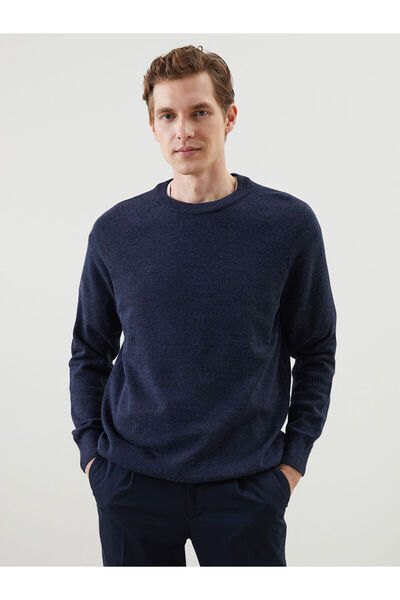 LC Waikiki Ανδρικό πλεκτό πουλόβερ Navy Blue Crew Neck