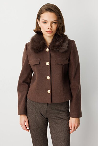 Ekol Short Coat with Fur Collar