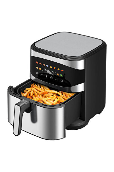 Tradeo Digital Air Fryer 14.5L, LED Display, Touch Control, Temp Control, Presets, Steel & Black