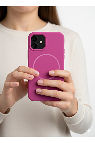 Apple Iphone 12 Silikon Kılıf Magsafe Pembe