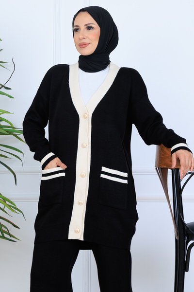 benguen Pocketed Knitwear Set N7068 Black