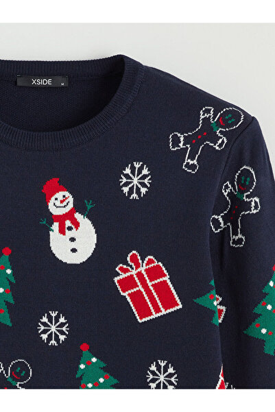 LC Waikiki New Season Crew Neck Christmas Themed Men's Knitwear Sweater