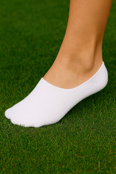 Net Tekstil 4 Pairs White Unisex Cotton Ballet Invisible Sneaker Short Socks