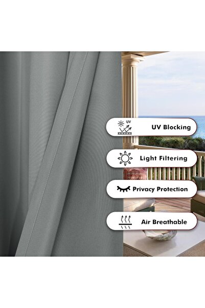 Generic BONZER Waterproof Curtain with Grommets, Privacy Indoor/Outdoor Panel 54 x 84 in, Gray