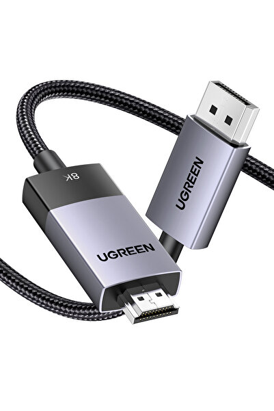 Ugreen 8K 60Hz Displayport 1.4 to HDMI 2.1 Örgülü Kablo, 1m, 80395
