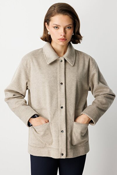 Ekol Torba Cepli Short Cashmere Coat