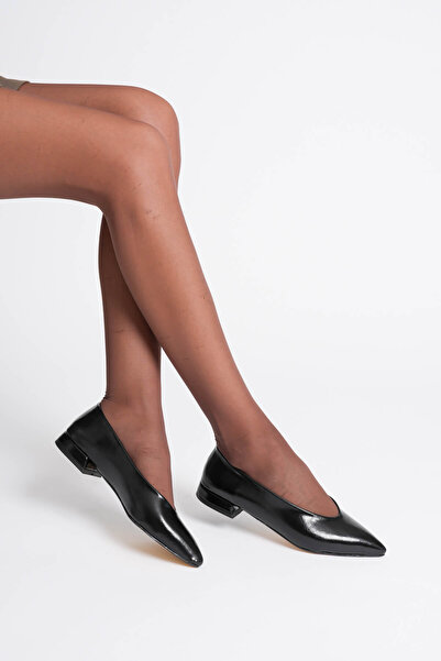 Zerenyus Etnias Premium Black Daily Short Heeled Comfortable Ballerinas