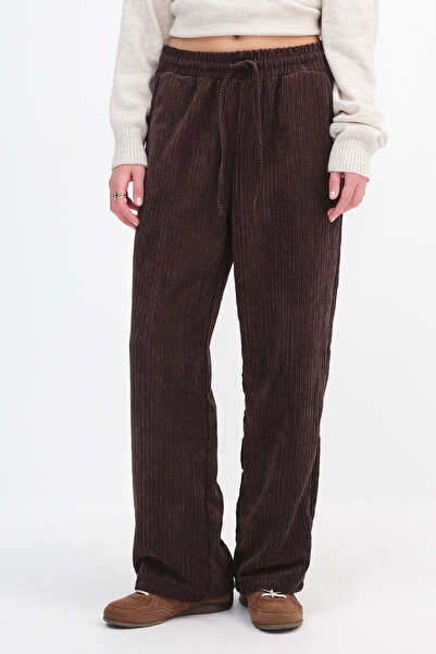 Addax Corded Fabric Velvet Wide Leg Pants Pn17707