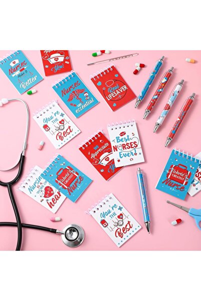 Generic Basimi Nurse Appreciation Gift Set – 32pc Spiral Notebooks & Pens, Medical-Themed Pocket Journals