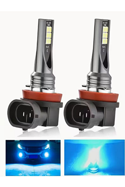 TVS Buz Mavi H8 H9 H11 LED Sis Ampulü 12SMD 12V Araba Farı – 2 Adet