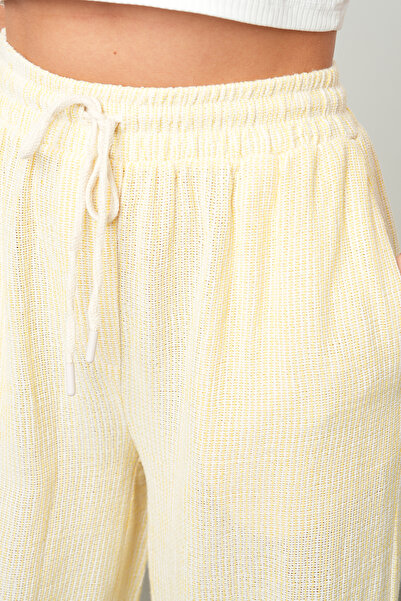 Orfeo Negro Women's Elastic Waist Wide Leg 100% Cotton Pants