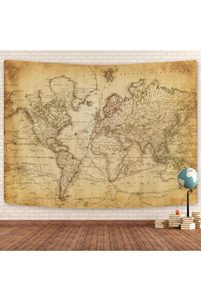 genernic Vintage World Map Wall Tapestry - Educational World Map Poster - 1.50 × 1 m