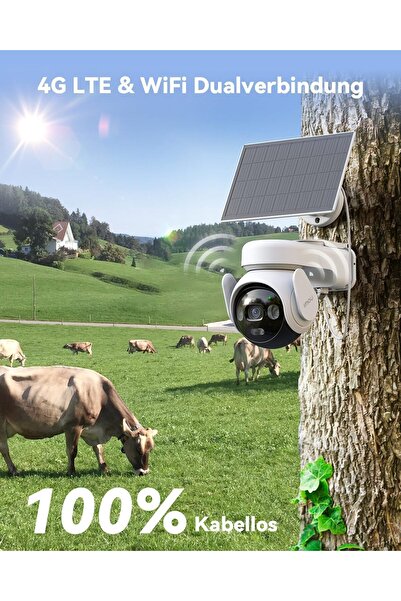 Imou كاميرا مراقبة خارجية تعمل بالطاقة الشمسية بدقة 5 ميجابكسل، تدعم تقنية 4G وواي فاي، مع بطارية 10000 مللي أمبير في الساعة، وخاصية كشف الأشخاص/المركبات