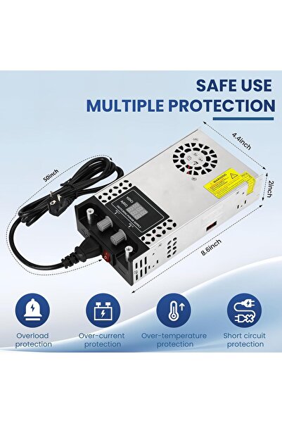 NUOWEIDE Adjustable power supply 024V 25A 600W, display, ventilated, aluminum for LED strip