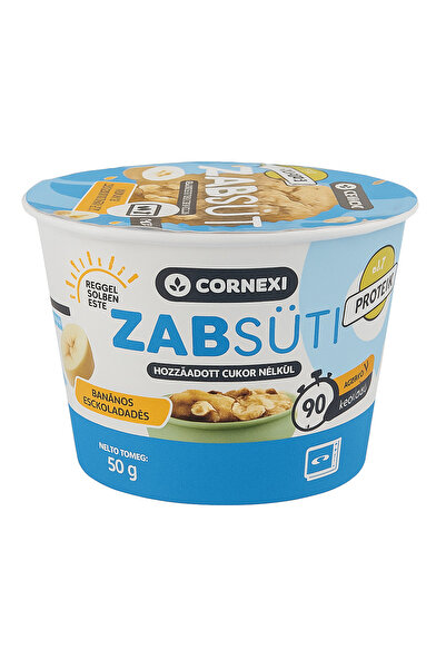Cornexi Protein – prăjitură cu ovăz la pahar, cu banană și ciocolată albă, 50 g