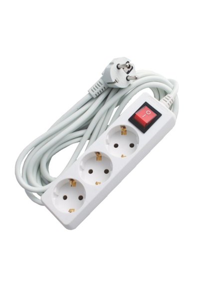 lohuıs Prelungitor cu 3 prize, cu întrerupător, cablu 3m, 2200W, Alb, Total C...