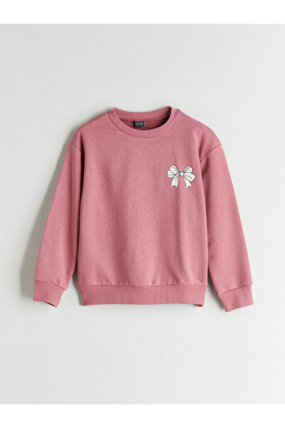 LC Waikiki LCW ECO okrugla kragna Bow Štampano Djevojačka majica