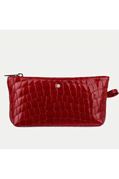 Other Red small leather cosmetic bag CROCO