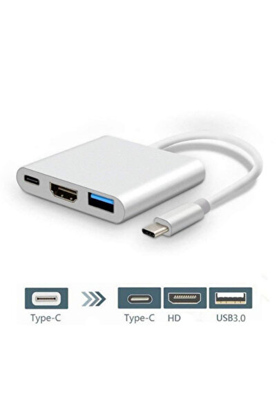 Golden Tech 3'in 1 Type-c To Hdmi 4k Usb 3.0 Dönüştürücü Adaptör