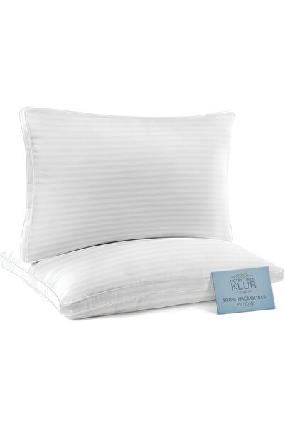 Generic Diarko Hotel Microfiber Pillow Set with 1 cm Piping, 50×75 cm, 1000 g Fill, White