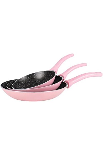 Generic Grande Cook Non-Stick Frying Pan Set, 3 Pieces, Pink, Aluminum