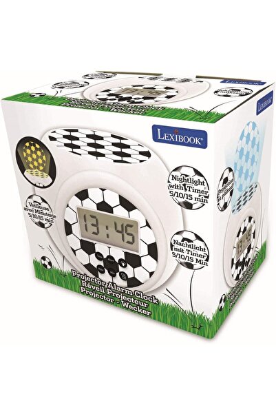 LEXIBOOK Soccer Projection Battery Alarm Clock with LCD, Night Light, Snooze (RL977FO)