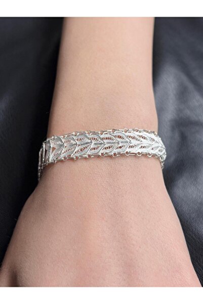 neşe silver 925 ayar mardin hasır sıralı telkari kadın gümüş bileklik