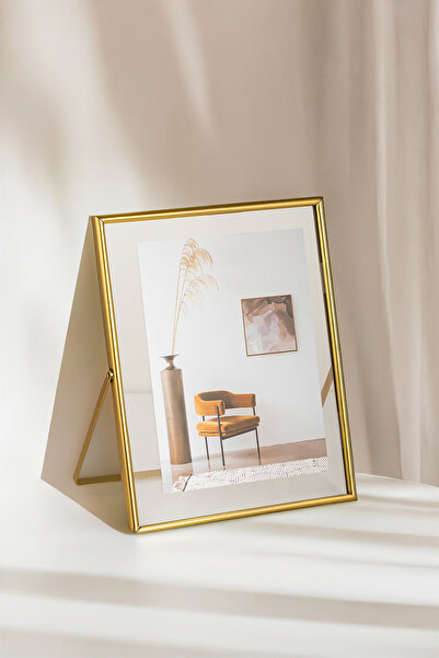 Porsima Gold Metal Modern Decorative Glass Photo Frame Table Wall Photo Frame 20X25Cm