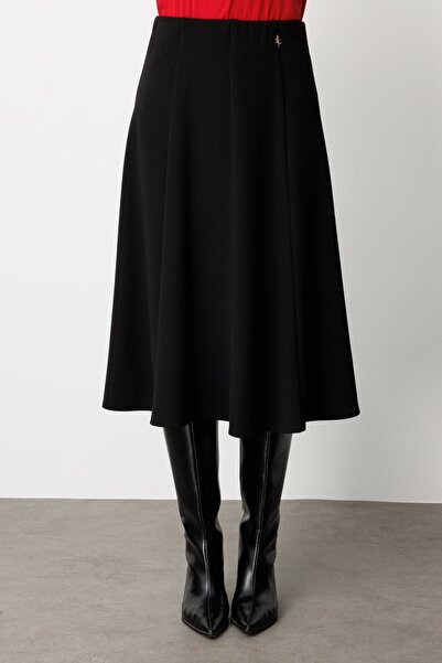 Ekol Brooch Detailed Flared Midi Skirt