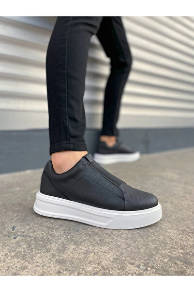JY007 Alba Bağcıksız Cilt Erkek Günlük Sneaker Ayakkabı CBT Siyah