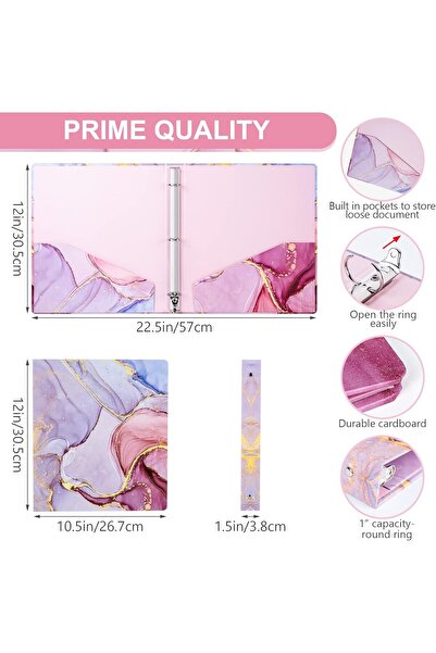 Generic Nilofi Marble Pink 1-Inch 3-Ring Binder with 5 Dividers and File Stickers