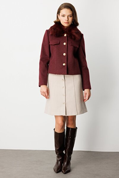 Ekol Short Coat with Fur Collar