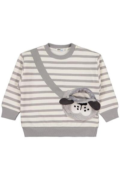 Civil Boys 2-5 Years Old Sweatshirt with Dog Bag - Gray 3-4 Years Old