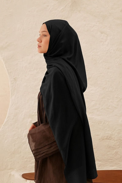 Noi Belis Modest Black Thin Cotton Ramie Shawl Aw25Ep0001