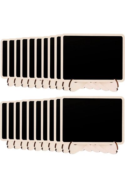 Amazon basics Small Wooden Chalkboard Signs with Stands, Pack of 20