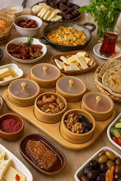 Porsima طقم حاويات إفطار من الخيزران مكون من 6 قطع مع أغطية وصينية PBT-693