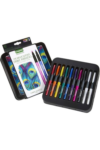 Crayola أقلام تحديد لؤلؤية متعددة الأسطح، 10 قطع، متوسطة الحجم، متعددة الألوان