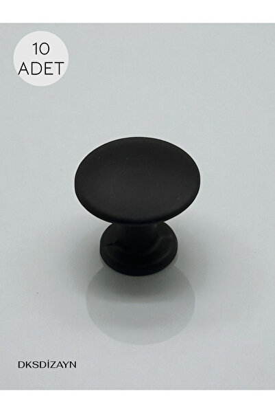 DKSDİZAYN 10 ADET Siyah Düz Düğme - 1. Sınıf Metal - Mobilya Çekmece Mutfak D...